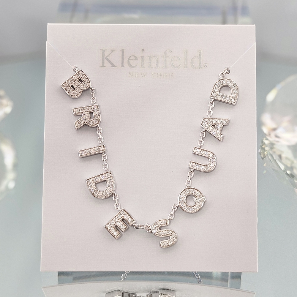 Kleinfeld Necklace 'Bride Squad' Silver Tone CZ Bridal Party Bachelorette Gift